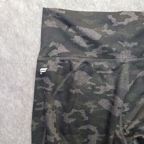 Fabletics Powerhold Camo Leggings Women's Medium Black‎ Gray Gym Running Hiking - Picture 3 of 8